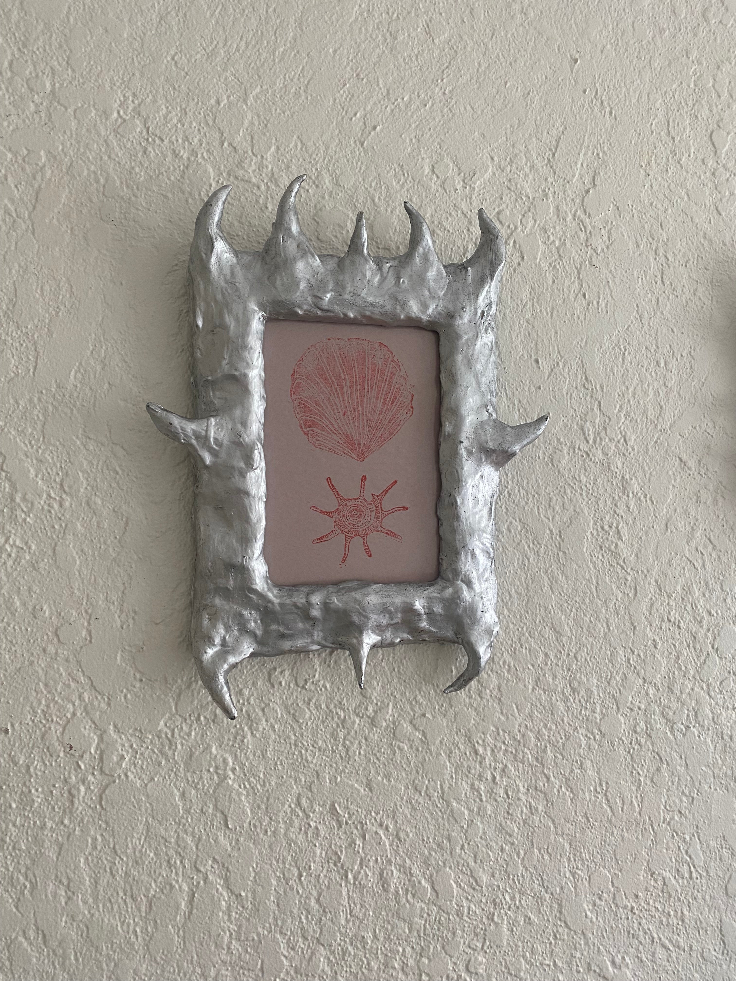 Handmade Chrome Frame and  Lino Print