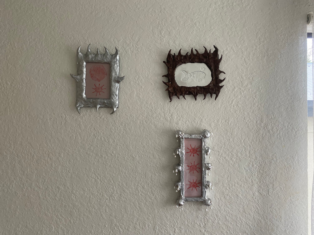 Handmade Chrome Frame and  Lino Print